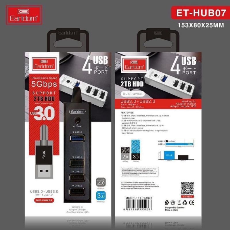 Ổ Cắm USB HUB - 07 (Hỗ Trợ 3 Cổng USB 2.0 và 1 cổng USB 3.0)