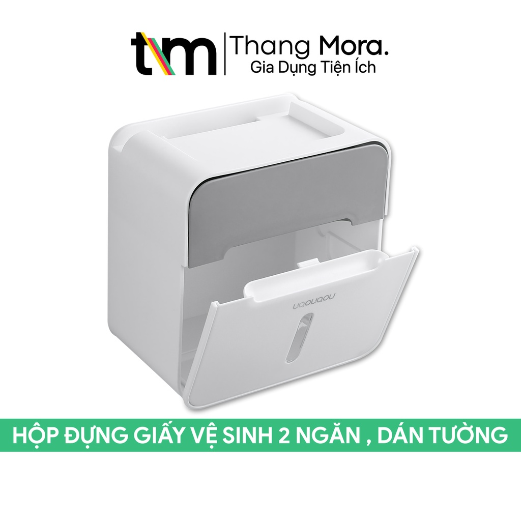 Hộp đựng giấy vệ sinh dán tường có 2 tầng vuông thiết kế thông minh tiện ích