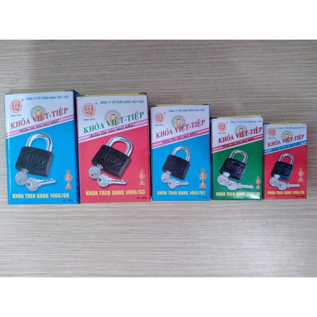 Khóa treo gang Việt Tiệp bền đẹp ,chắc chắn đầy đủ size to ,bé