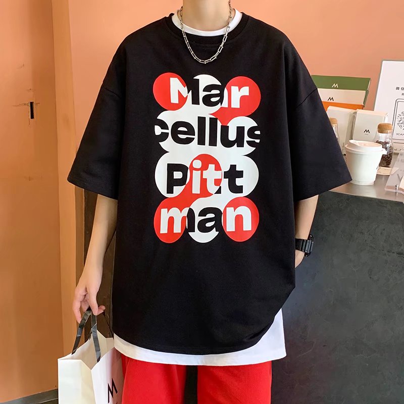 Áo Thun Tay Ngắn Dáng Rộng In Chữ Phong Cách Hàn Quốc Thời Trang Mùa Hè Cho Nam Và Nữ size M-5XL