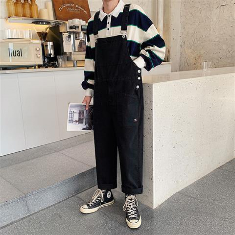 Quần Yếm Một Mảnh Ống Rộng Phong Cách hip hop Nhật Bản Dành Cho Nam