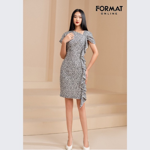 Đầm nữ FORMAT dịu dàng, nữ tính 2 lớp ngắn tay B993-699I