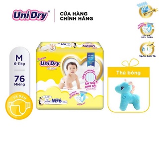 (Tặng 1 gấu bông cho bé) Tã dán Unidry gói Super Jumbo M76/L68/XL62