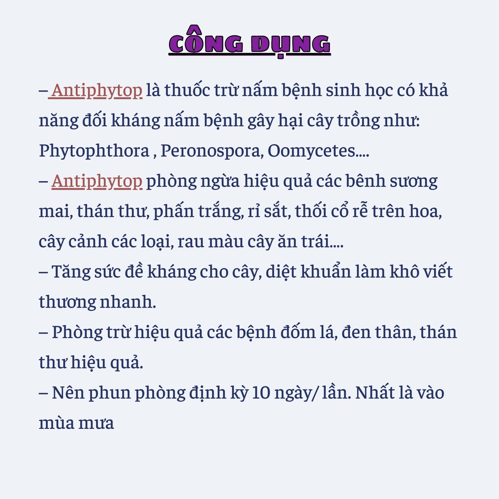 ANTI PHYTOP Chai 100ml: Đối Kháng Nấm Khuẩn Gây Hại Cây Trồng