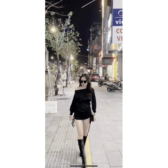 Váy Body Trễ Vai Nhún Đầm Ôm Body Rút Dây Hai Bên Phong Cách Thời Trang Nữ | BigBuy360 - bigbuy360.vn