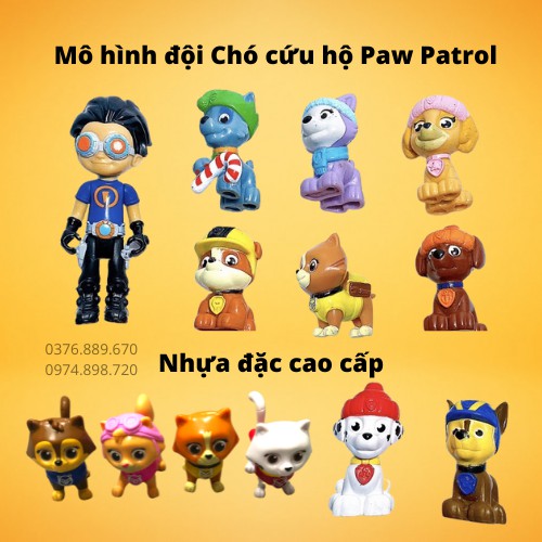 [Chọn mẫu][Nhựa đặc] Đồ chơi đội Chó cứu hộ Paw Patrol cao cấp mini và những người bạn, Mashel, Rocky, Chase, Sky