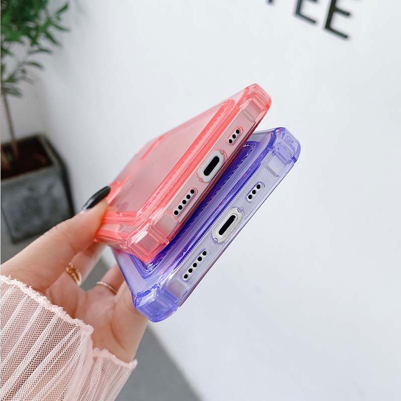 Ốp Điện Thoại TPU Mềm Trong Suốt Chống Bụi Chống Sốc Màu Trơn Có Ngăn Đựng Thẻ Cho iPhone7 8 Plus 11 12 Pro Max X XS XR XSMAX
