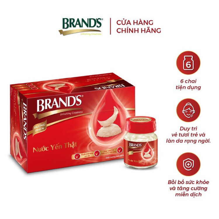 Nước yến thật Brand’s đường phèn hộp 6 hũ x 42g