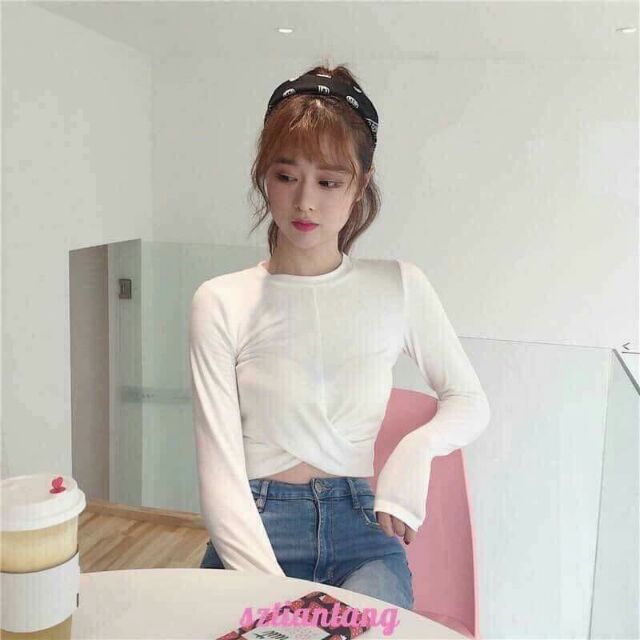 Áo thun lụa xoắn eo