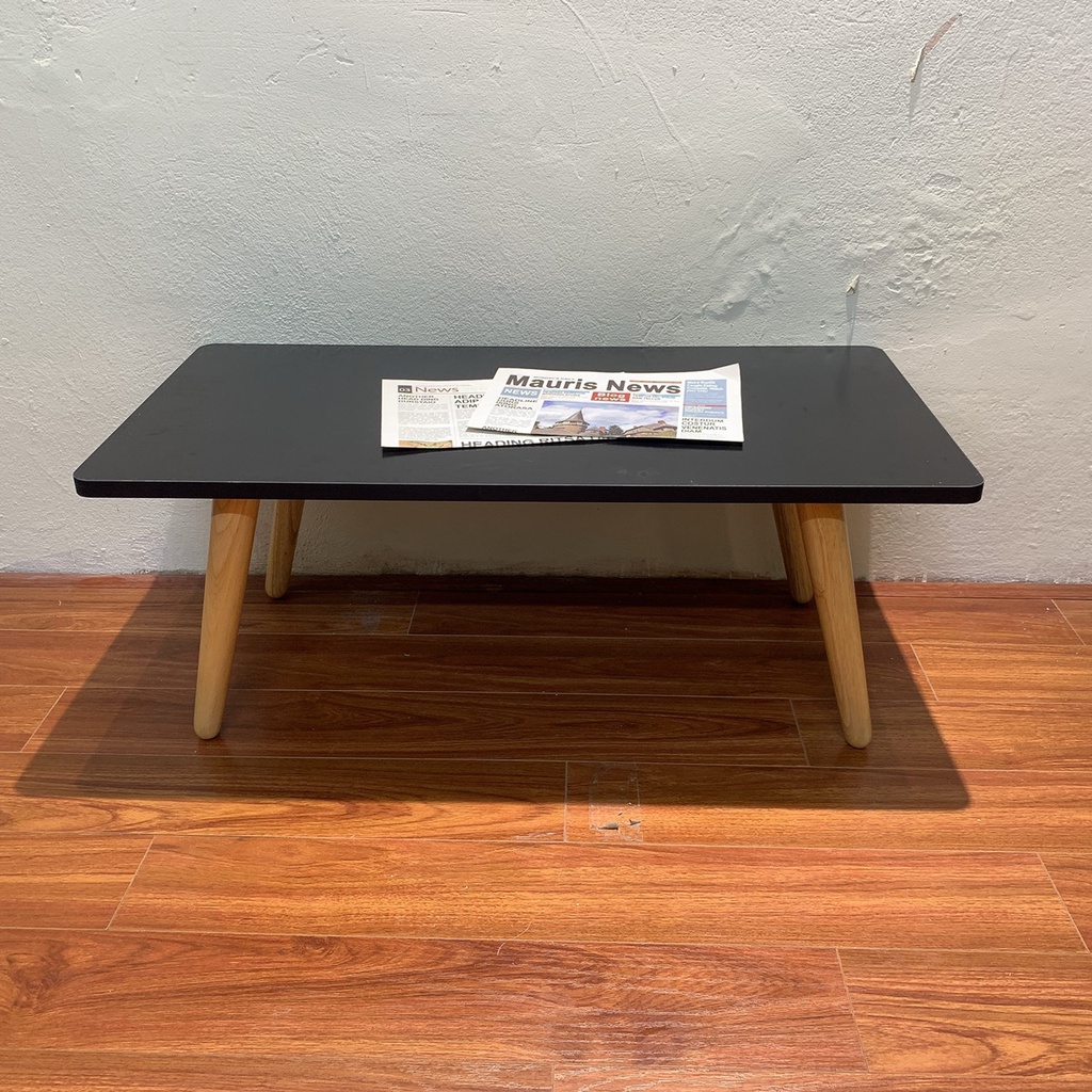 Bàn học bệt bàn trà bàn sofa decor màu đen chân gỗ cao su tự nhiên 40x60x30 chân xoáy