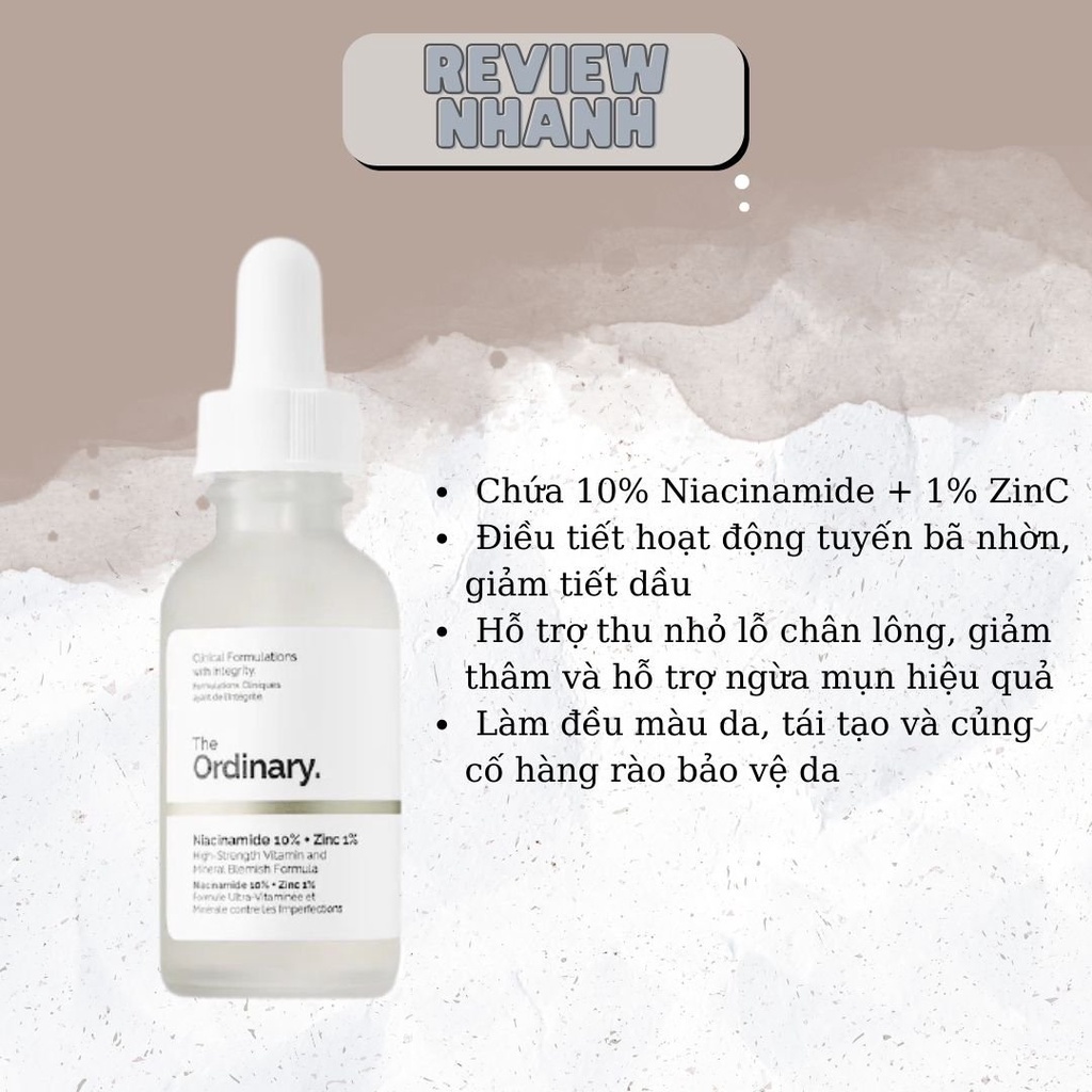 Tinh chất sáng da - serum se khít lỗ chân lông Niacinamide 10% + ZinC 1% The Ordinary