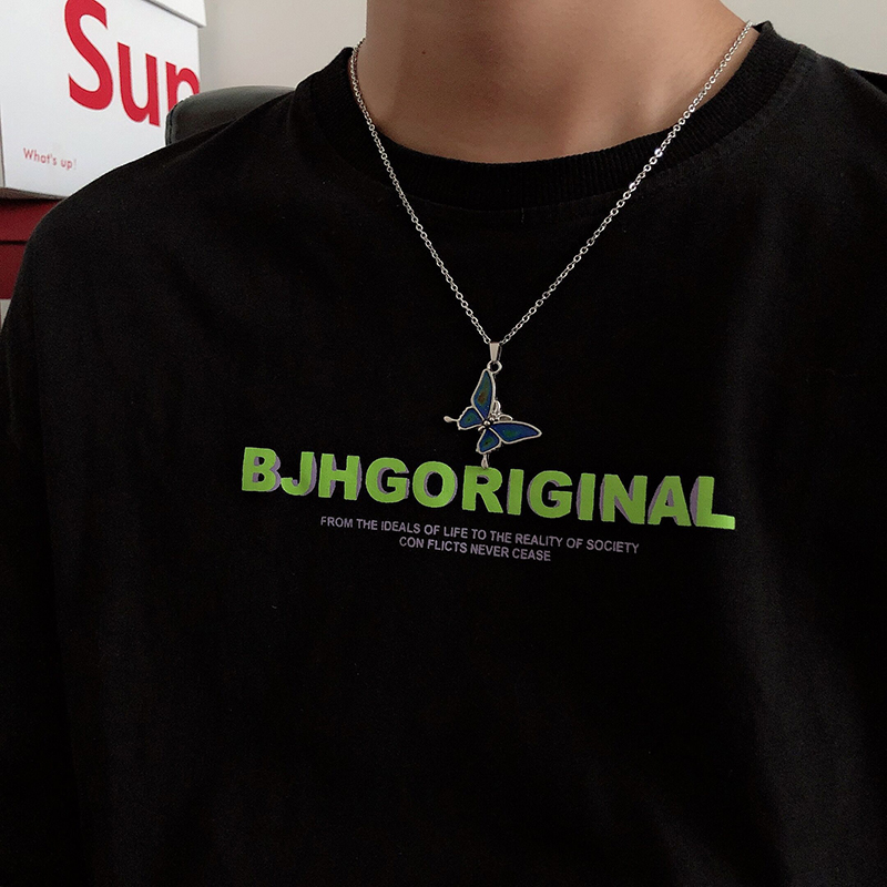 Dây Chuyền Mặt Hình Cỏ Bốn Lá Bướm Bướm Nhiều Màu Sắc Thay Đổi Theo Nhiệt Độ 23430 Dành Cho Nam Nữ