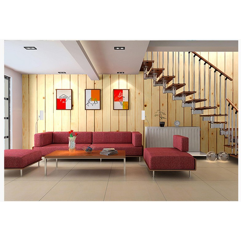 Decal giấy dán tường giả ván vàng sọc