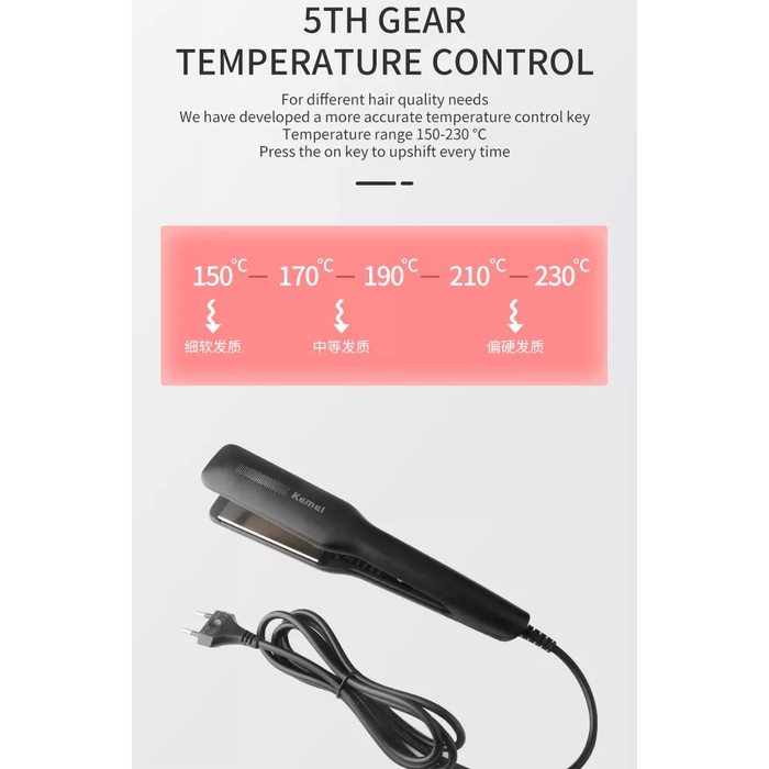[Hàng mới về] Máy duỗi tóc Kemei Km-2518 bằng gốm tạo kiểu tóc hiệu quả chuyên nghiệp kiểm soát nhiệt độ