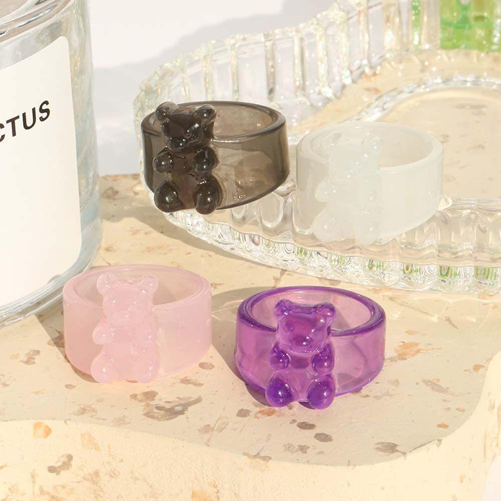 JARRED Nhẫn Resin Tròn Màu Sắc Kẹo Ngọt Phong Cách Hàn Quốc Dành Cho Nữ