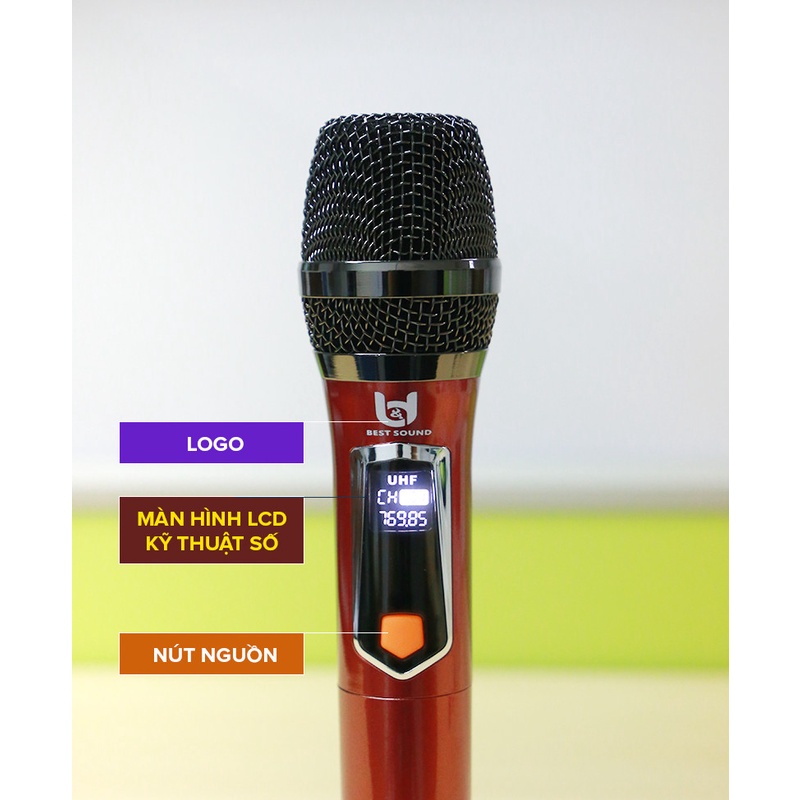 [BẢO HÀNH 12 THÁNG] Bộ 2 Micro Không Dây Hát Karaoke V-W108 dành Cho Loa Kéo/Amply,Tần Số 50