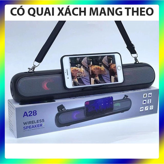 {MUA 1 TẶNG 1 QUÀ}Loa bluetooth A28,cecoking có giá đỡ,âm thanh nổi,bass mạnh,có micro nghe gọi,đèn led 7 màu nhấp nháy