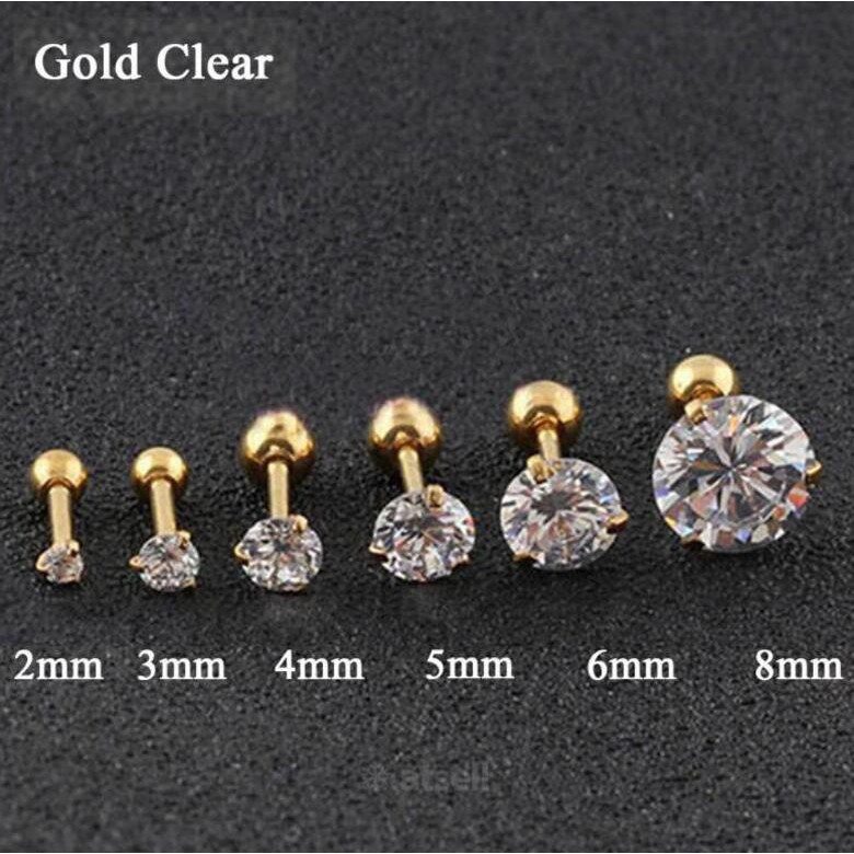 Bông Tai Đính Đá Zircon Bằng Thép Không Gỉ Thời Trang