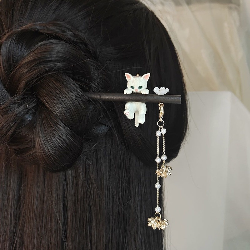 Cute Cat Hair Stick Long Tassel Hairpin Hair Fork Headwear Hair Accessories