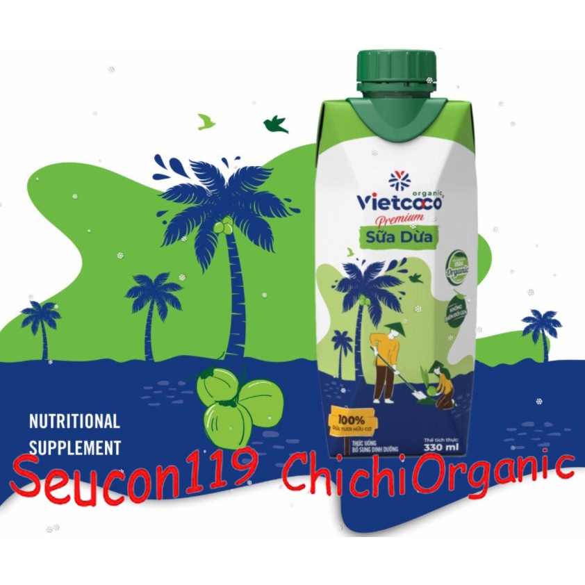 Sữa Dừa Vietcoco Organic Hữu Cơ Nguyên Chất 330ml