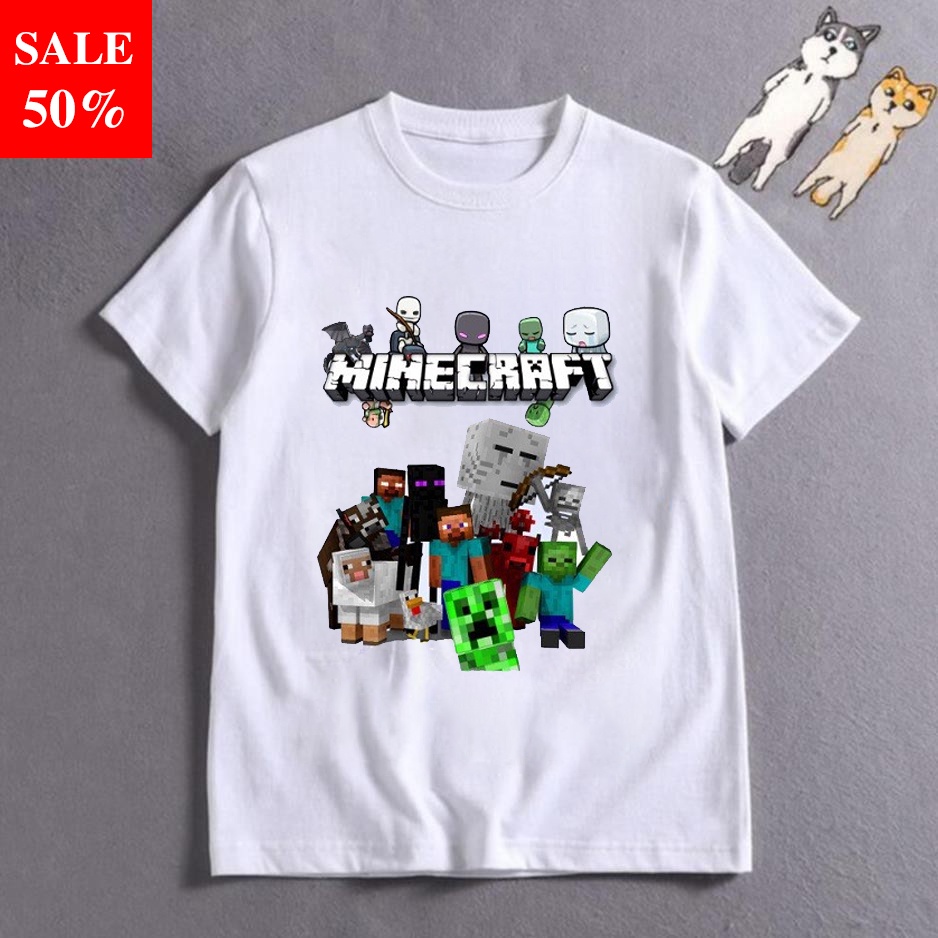 BST Áo thun Minecraft siêu đẹp | Áo trẻ em Mine Craft cho bé trai | bé gái độc chất