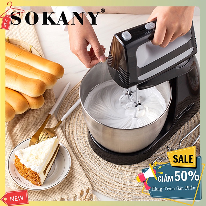 Máy đánh trứng cầm tay kèm đế trộn 3.5L chính hãng SOKANY công suát lớn 400W