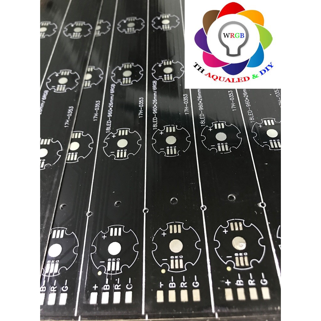 Mạch LED Thanh 3 kênh RGB 960x33mm. Sử dụng cho chip LED 3 kênh RGB Luxeon. Loại 18 LED và 24 LED