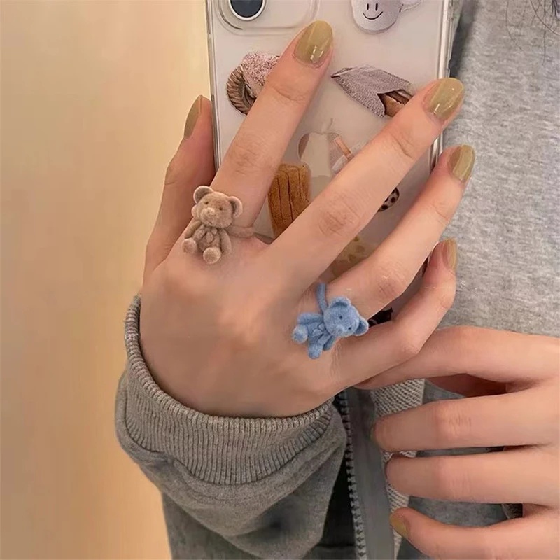 Nhẫn đeo tay hình gấu hoạt hình có thể điều chỉnh kích thước cho nữ