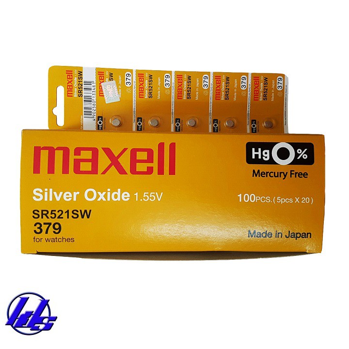 Pin đồng hồ SR521SW/379 Maxell Silver Oxide 1.55V - Vỉ 5 viên