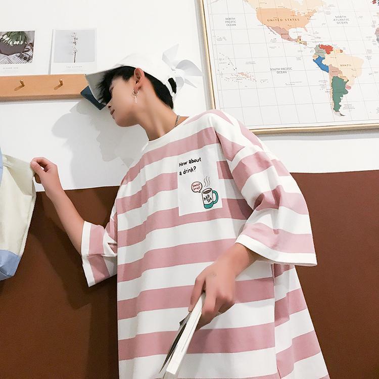 Áo Thun Nữ Ngắn Tay Cổ Tròn Sọc Ngang Thời Trang