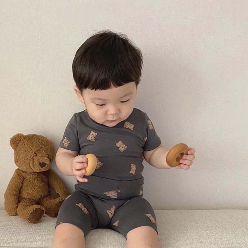 Bộ Đồ Mặc Ở Nhà In Hình Gấu Dễ Thương Cho Bé