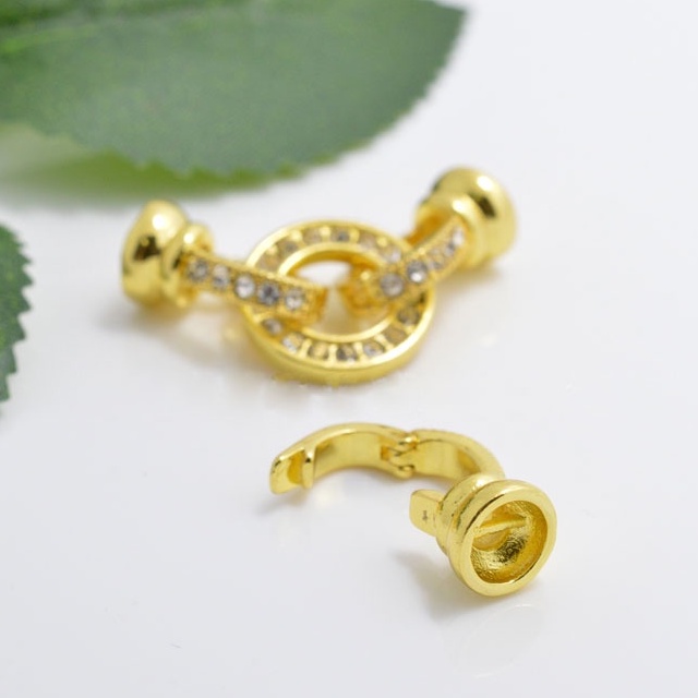 [K20B] Phụ kiện trang sức (DIY) - Chốt khóa 3 chiều tròn nạm đá Zirco làm chuỗi cổ