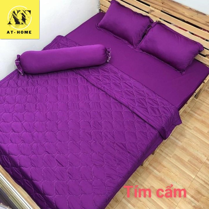 (Rẻ Vô Địch) Ga - Drap Giường Lẻ Thun Mát Lạnh Thương hiệu AT HOME - Màu Tím Cẩm