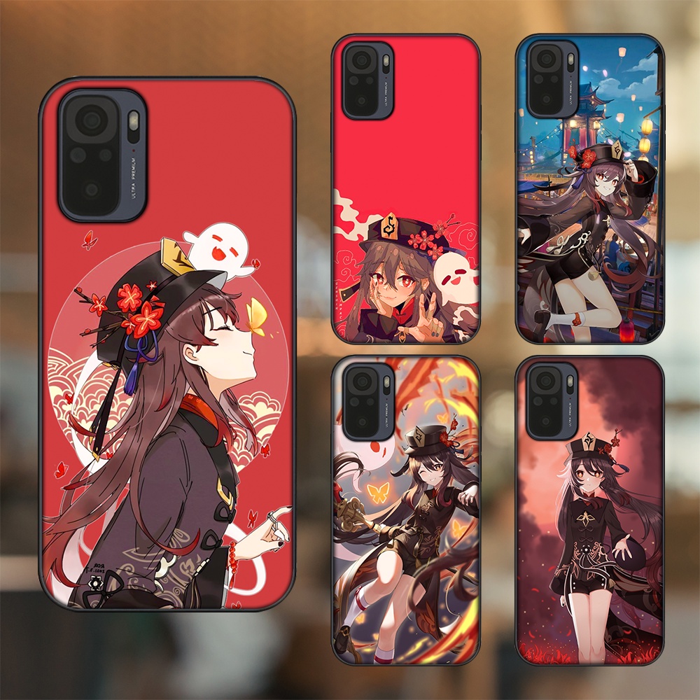 Ốp lưng Xiaomi Redmi Note 10, Note 10s viền đen in hình Hutao Genshin Impact