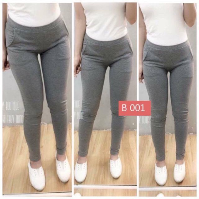 Quần legging nữ siêu co giãn có 2 màu đen và xám