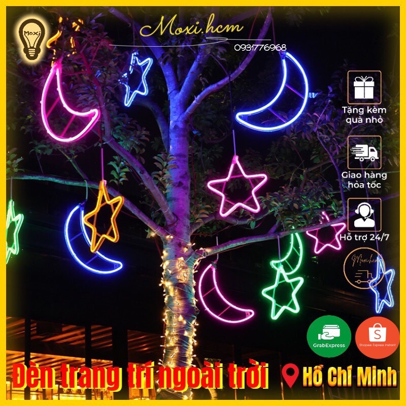Dây đèn led NEON nhiều mẫu ngôi sao trang trí DECOR  lễ hội NOEL ngoài trời , đường phố , công viên MOXI .