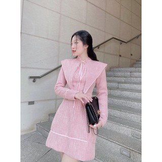 Đầm dạ hồng cổ