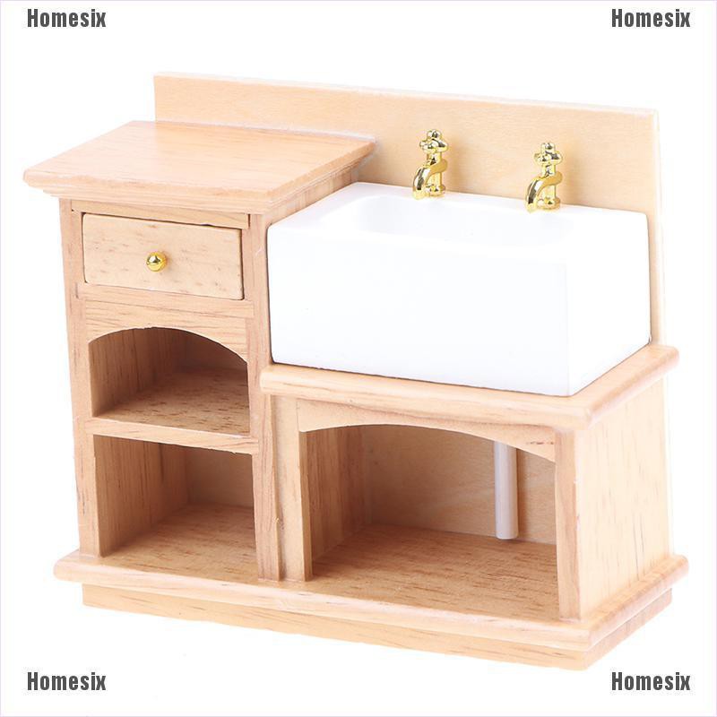 [HoMSI] 1:12 Wooden Dollhouse Furniture Basin Sink Cupboard Cupboard Cabinet SUU