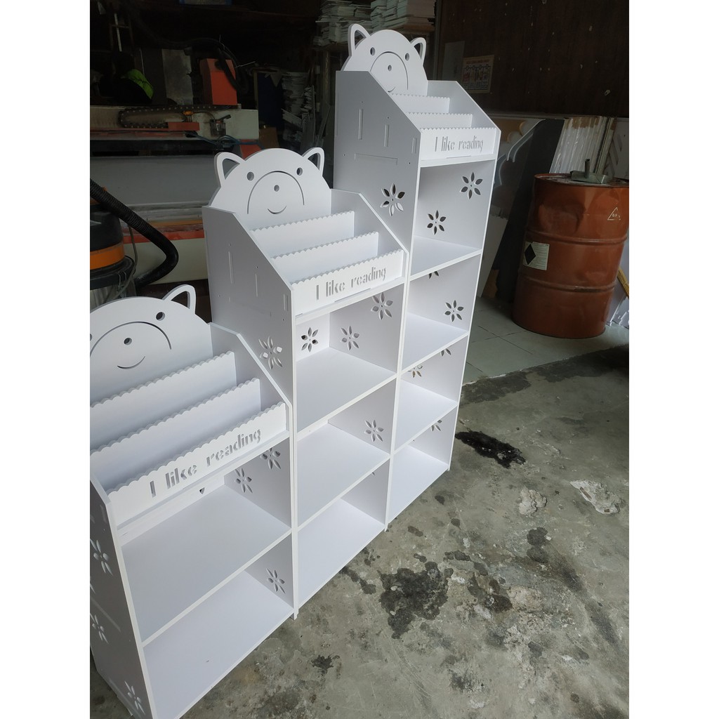 Kệ Sách Gấu Đứng Tủ Chứa Đồ PVC  Full Bộ Kèm Vít