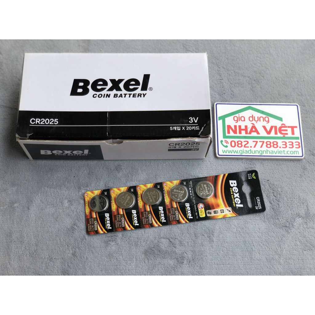 Vỉ 5 pin cúc áo Bexel CR2025 Lithium coin battery 3V Hàn Quốc