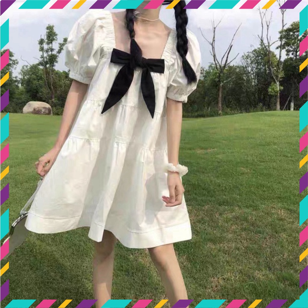 Váy Nữ, Đầm Nữ Thắt Nơ Ngực Dáng Bồng Bềnh Siêu Xinh | BigBuy360 - bigbuy360.vn