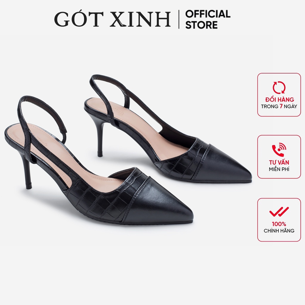 Giày cao gót nữ GÓT XINH G13 màu kem da mềm đế nhọn 7cm