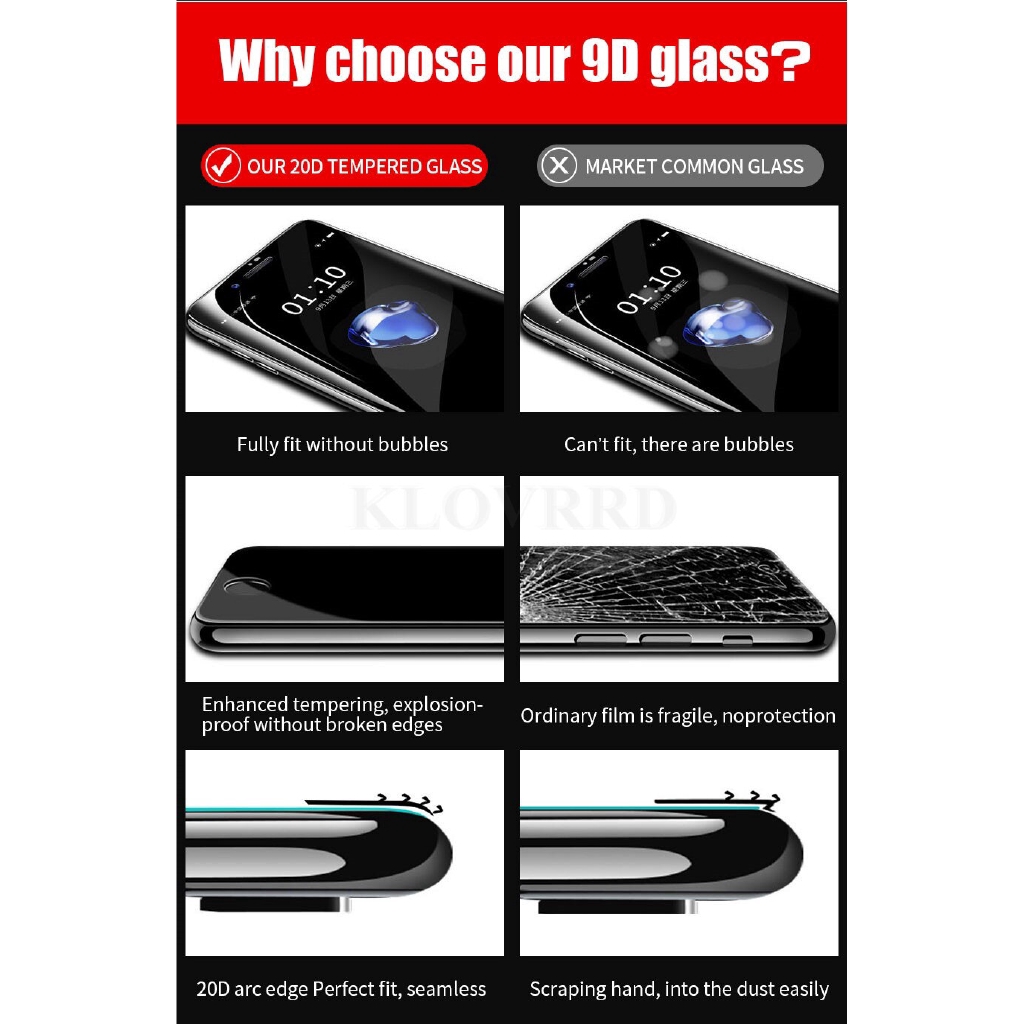 Kính Cường Lực 20d Bảo Vệ Toàn Màn Hình Cho iphone 15 14 13 12 11 pro max plus mini xs max xr x 8 7 6 6s plus se