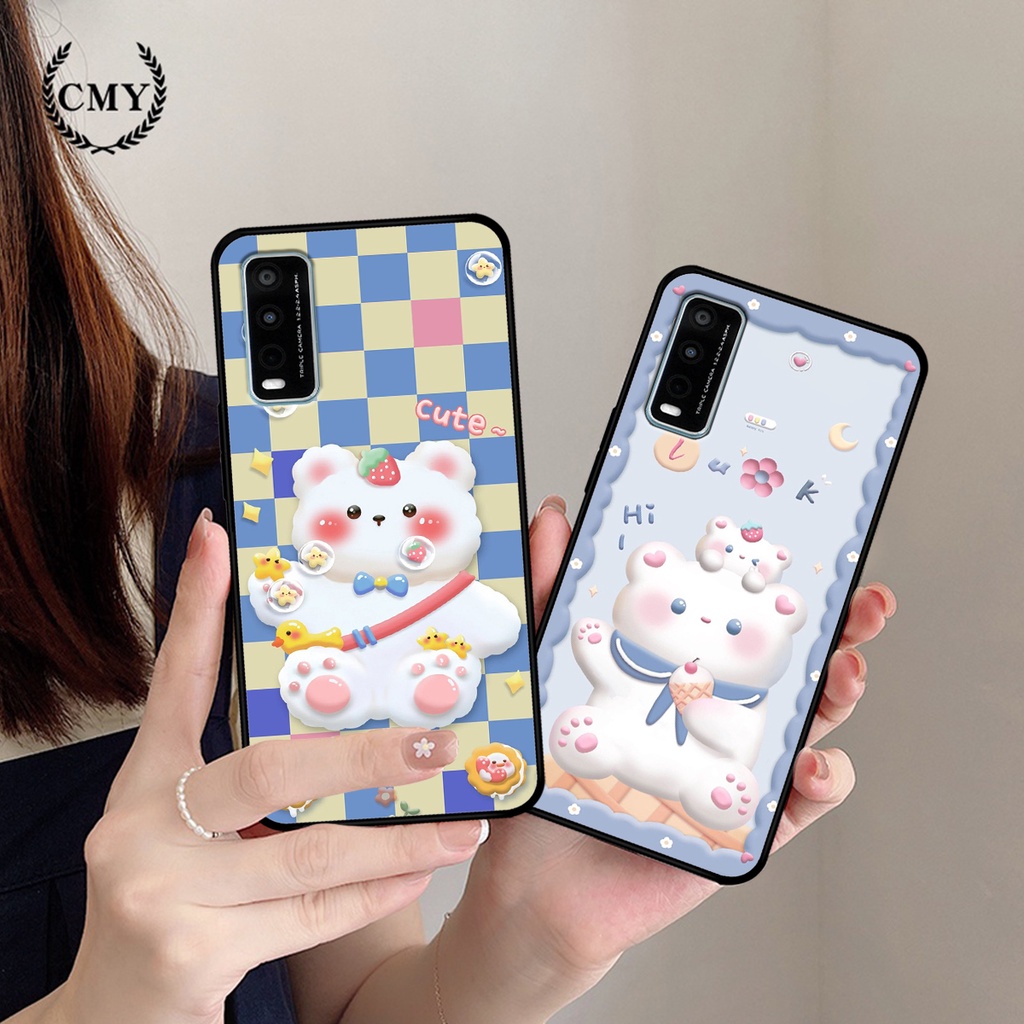 Ốp lưng Vivo Y20/Y20s - Vivo Y12s - Vivo V20 SE in hình caro gấu thỏ dễ thương