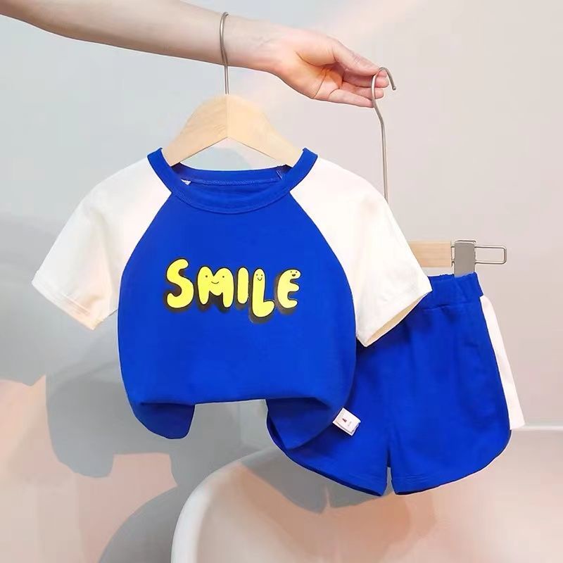 Bộ Áo Thun Ngắn Tay In Chữ + Quần Short Thể Thao Thời Trang Mùa Hè 2023 Mới Cho Bé Trai