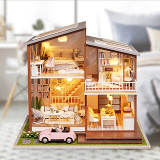 Mô hình nhà DIY Doll House Slow Time Kèm Mica Chống bụi, Bộ dụng cụ, Keo dán và Bộ phát nhạc