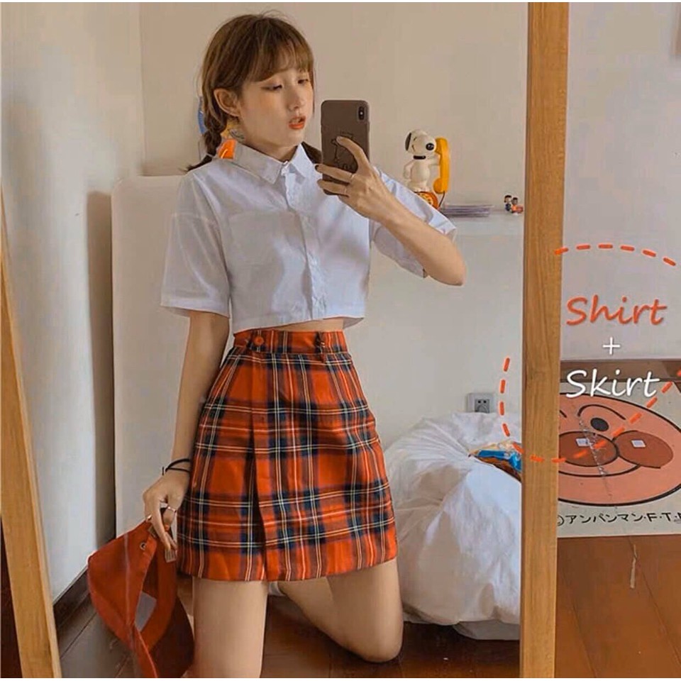 SET SƠ MI CROPTOP MIX CHÂN VÁY