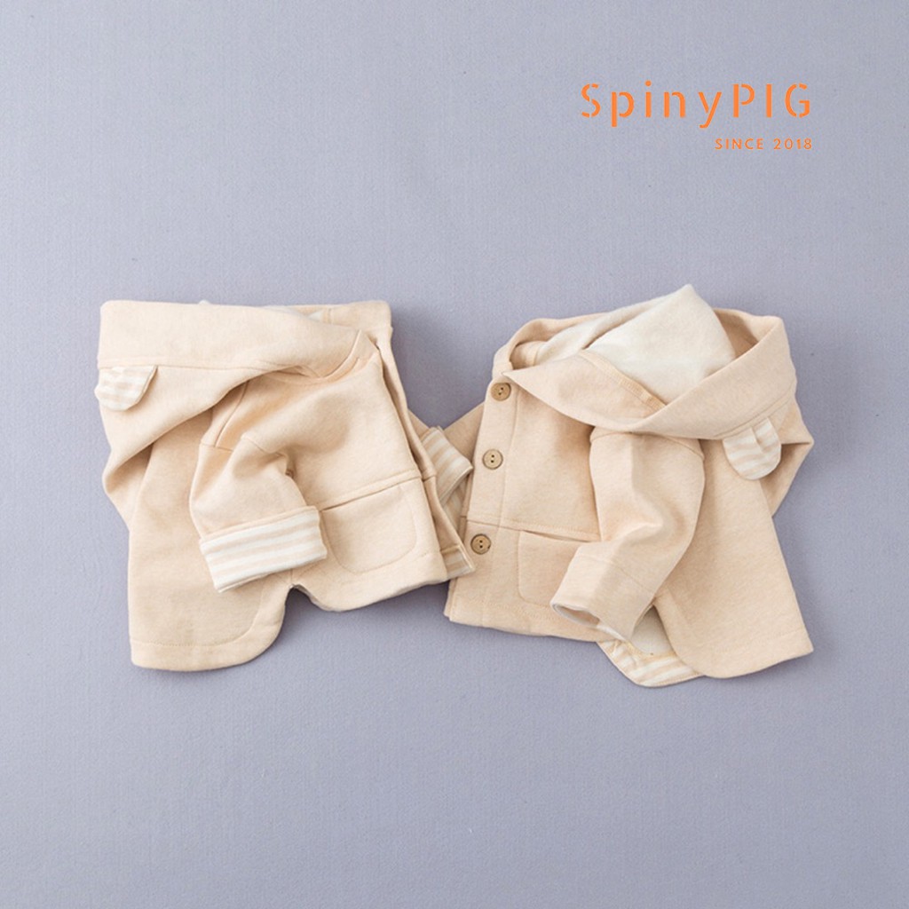 Áo khoác cho bé 0-4 tuổi 100% cotton hữu cơ tự nhiên không chất tẩy nhuộm cực kỳ mềm mại kèm mũ thời trang