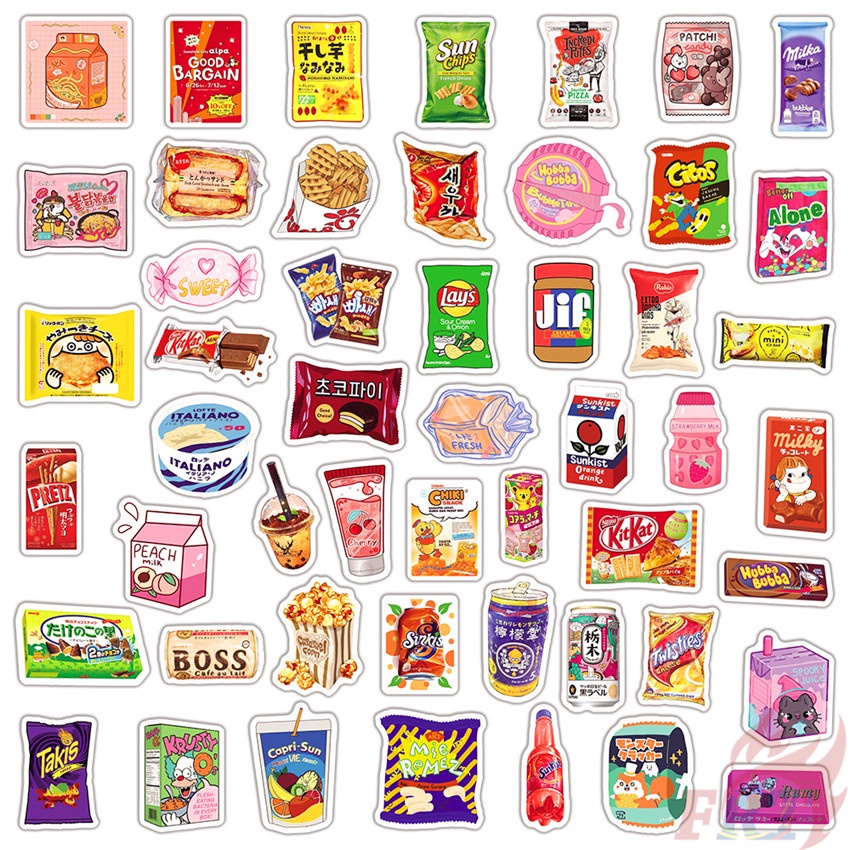 ❉ Set 05 Miếng Dán Trang Trí Đồ Uống Họa Tiết Dễ Thương ❉ Bộ 50 Miếng Dán Chống Thấm Nước Họa Tiết Thời Trang Dùng Trang Trí