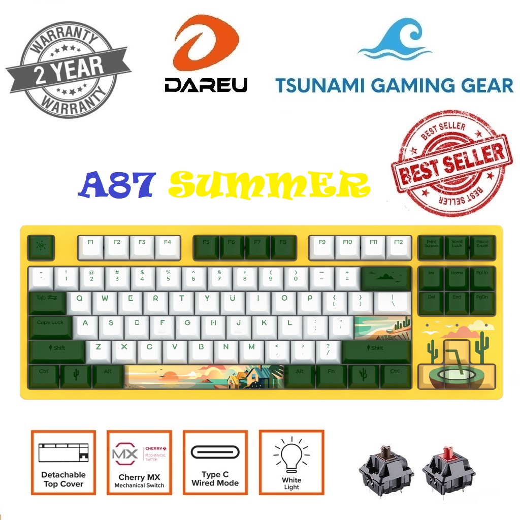 Bàn phím cơ DAREU A87 SUMMER (PBT, CHERRY Brown/ Red switch) Hàng chính hãng